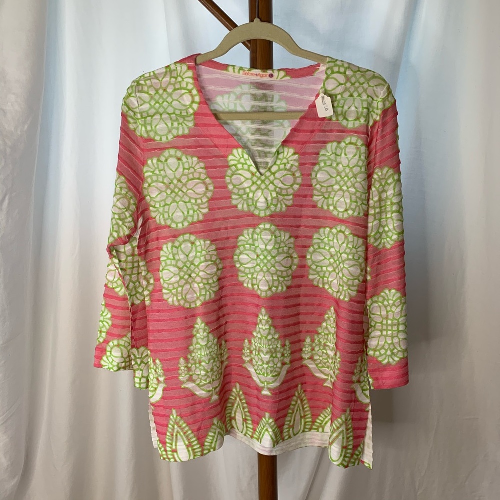 NWT Before & Again Bell Sleeved Tropical Tunic